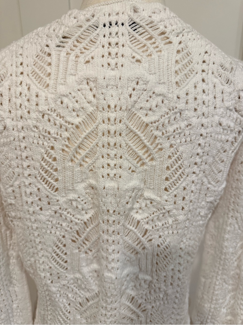 Vince White Open-Knit V-Neck Button Cardigan - Picture 6 of 11
